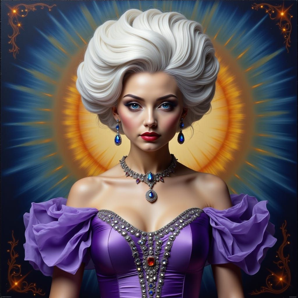 Regal Woman in Vibrant Abstract Portrait