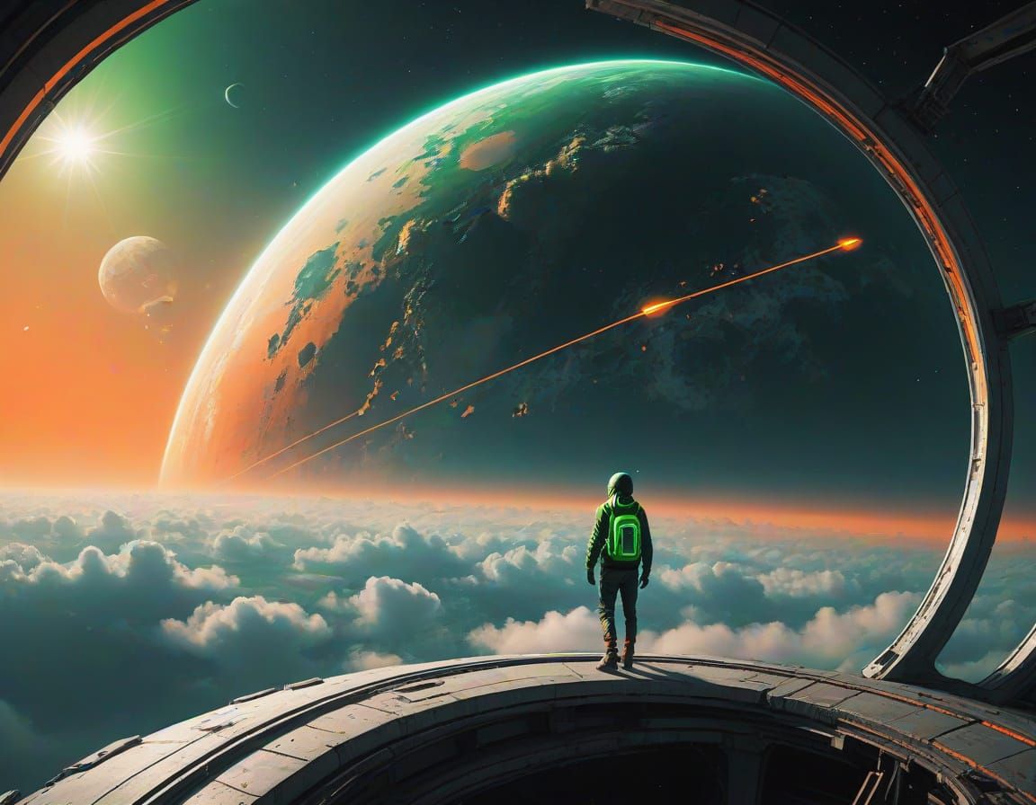 Neon Green and Orange Abstract Design