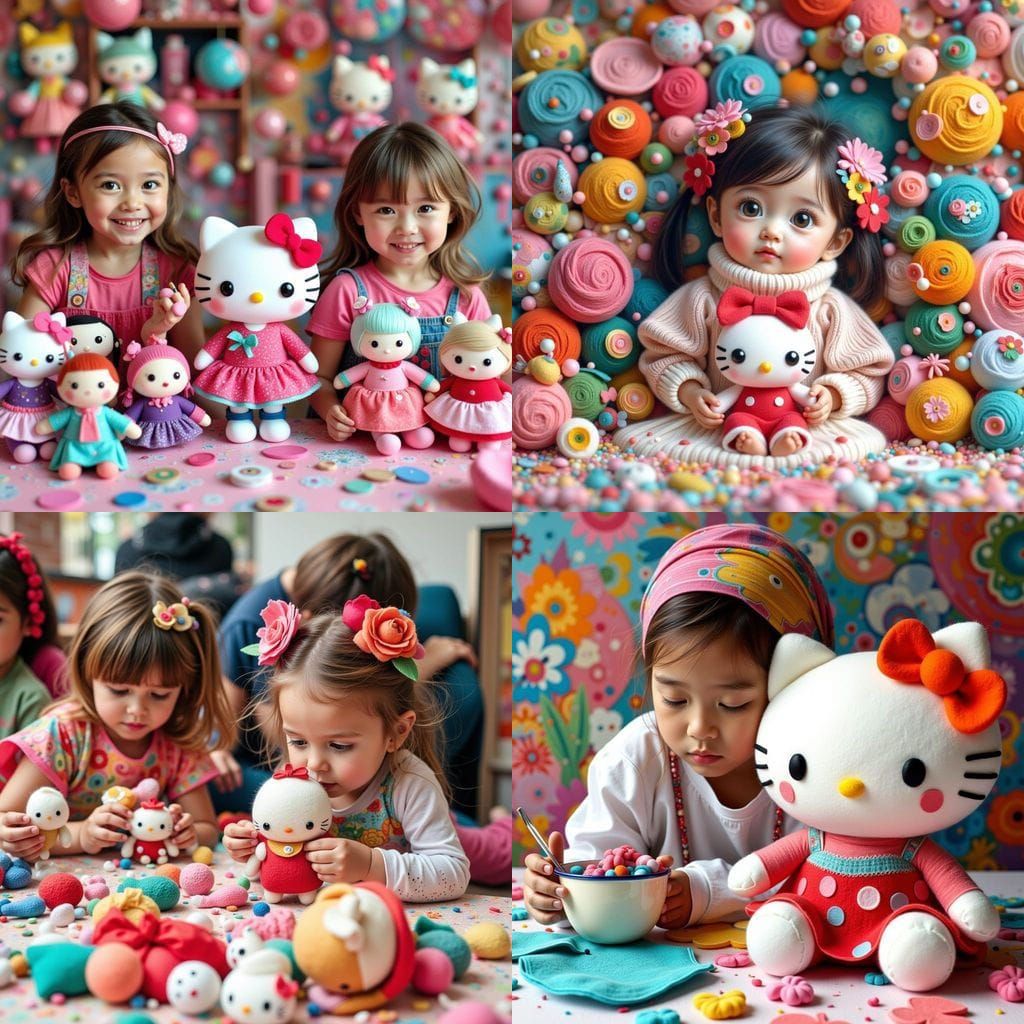Children's Art Group Making Hello Kitty Felt Dolls