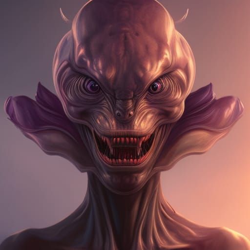 Demonic Alien Portrait in Hyperdetailed Style