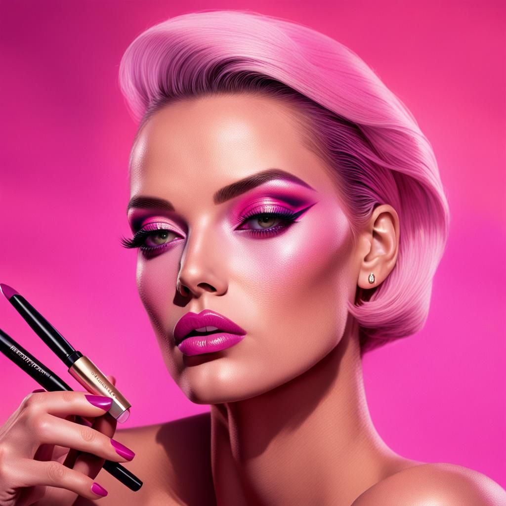 Pink Makeup Portrait Inspired by Nagel and Sorayama