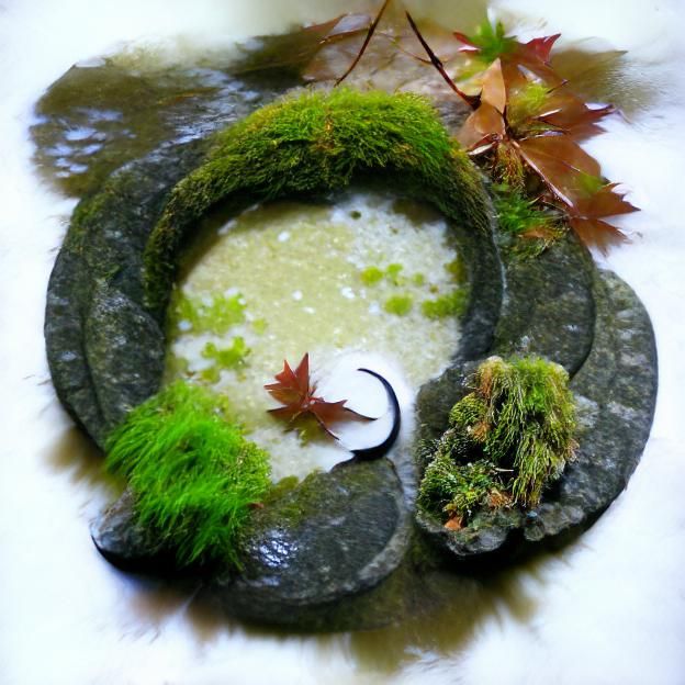 Zen Garden Stream with Moss and Stones