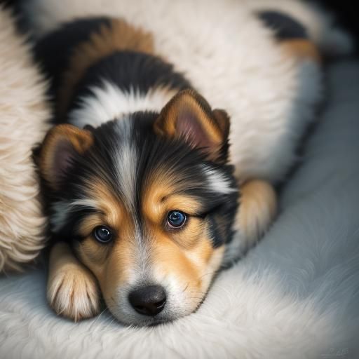 Endearing Destitute Puppy Portrait in Golden Light