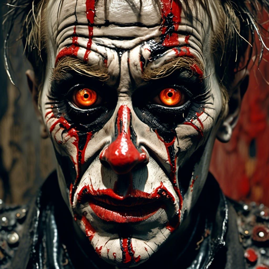 Macabre Pop Art Portrait of Hellish Clown