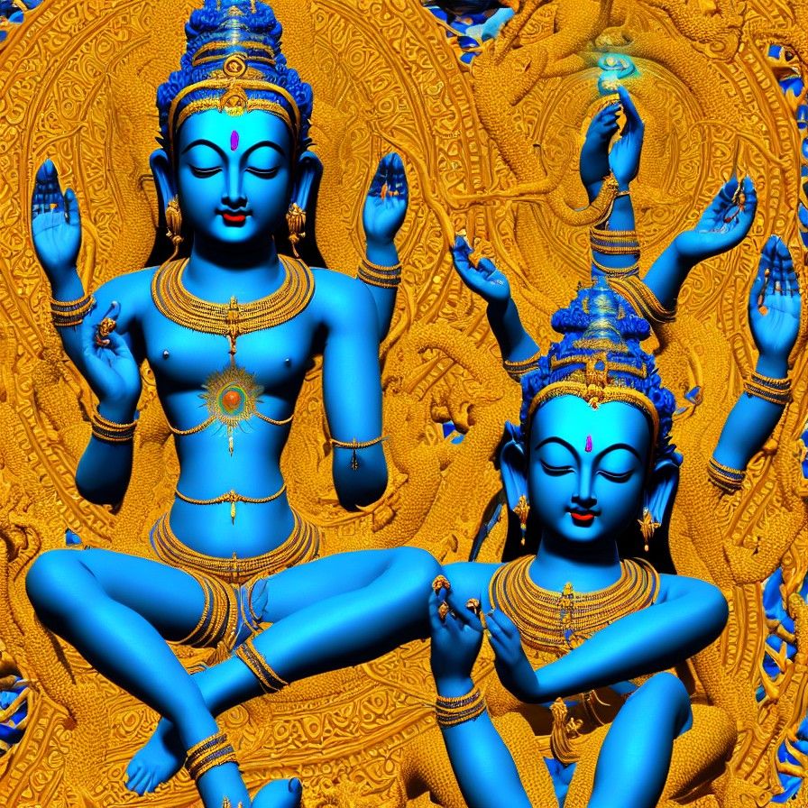 Vishnu Goddess in Lotus Mandala with Golden Light