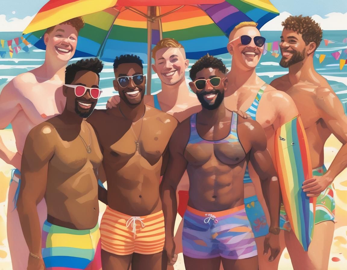 Beach Party with Friends: A Gouache Painting