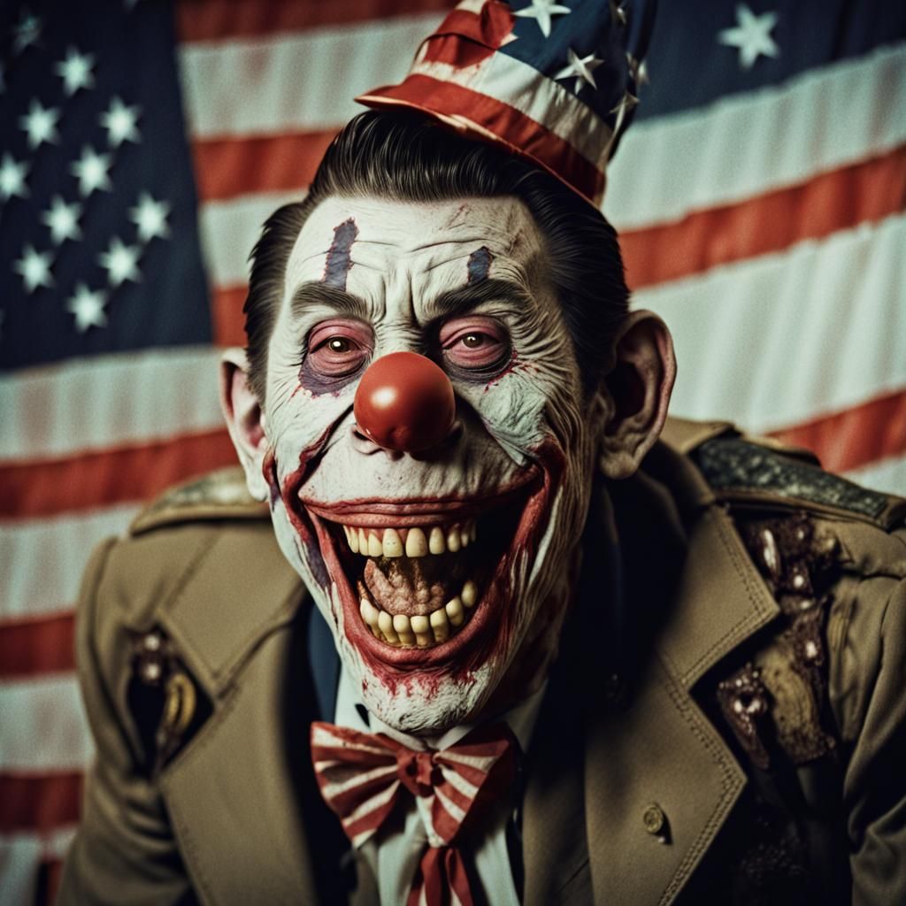 Zombie Monkey Clown Ronald Reagan: Cinematic Film Still