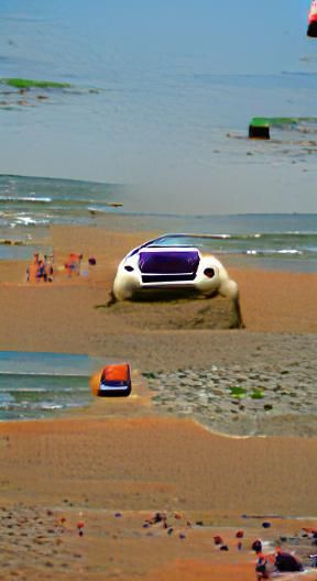 Car on Beach at Sunset