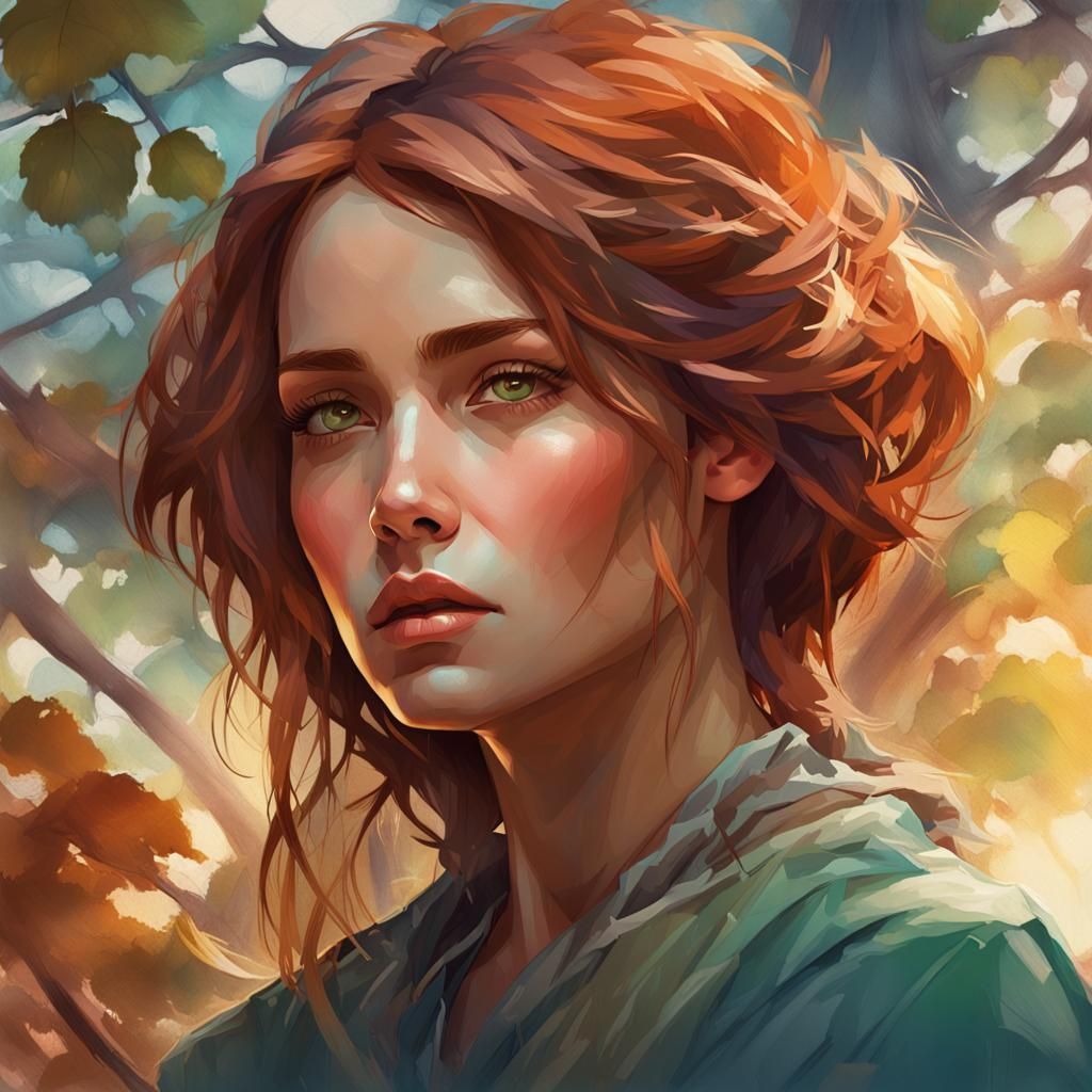 Romantic Portrait of Woman with Chestnut Hair