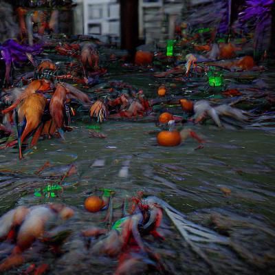 Eerie Halloween Haunted House Scene