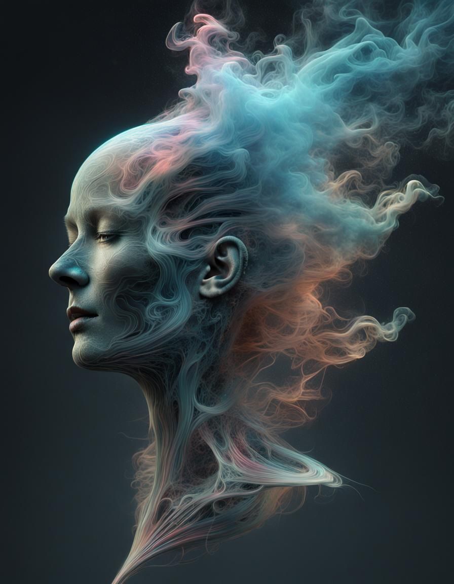 Futuristic Ghost in Galaxy with Smoke Effects