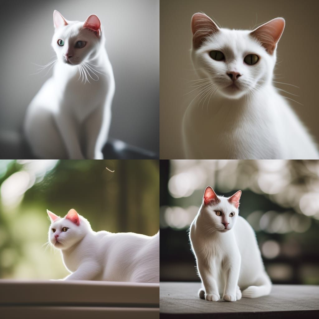 White Cat Portrait with Bokeh