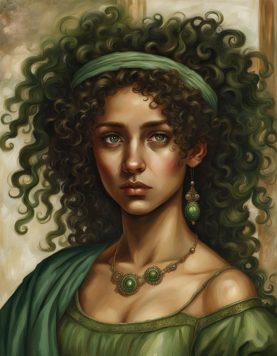 Renaissance Painting of a Girl in Roman Attire