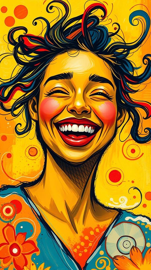 Expressive Abstract Portrait of Joyful Radiance