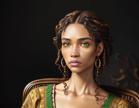 Striking Portrait of Woman with Green Eyes