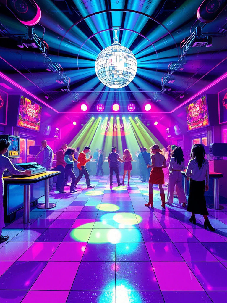 Electric 1970s Disco Club Scene
