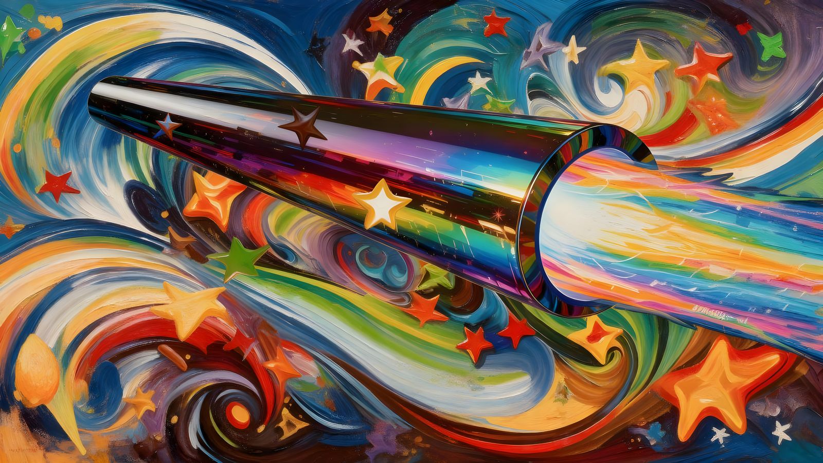 Hollow Cylinder with Rainbow Exhaust and Vortex Maelstrom