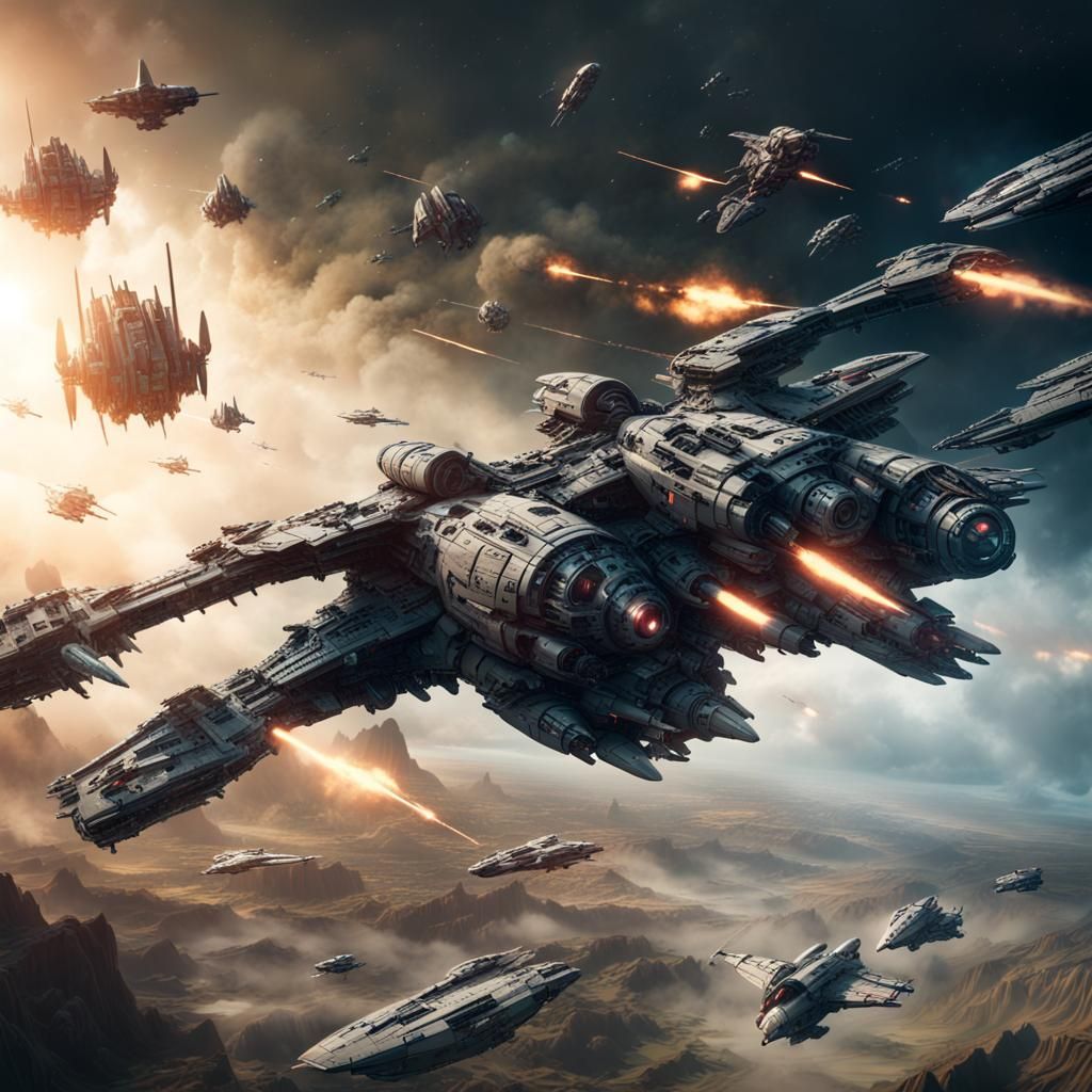 Epic Space Gunship Battle: Digital Matte Painting