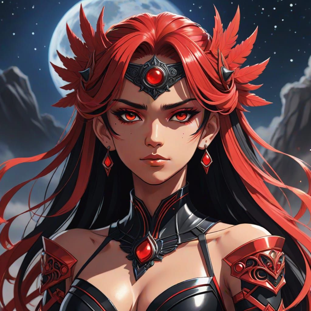 Anime Goddess Gaia in Heavy Metal Style