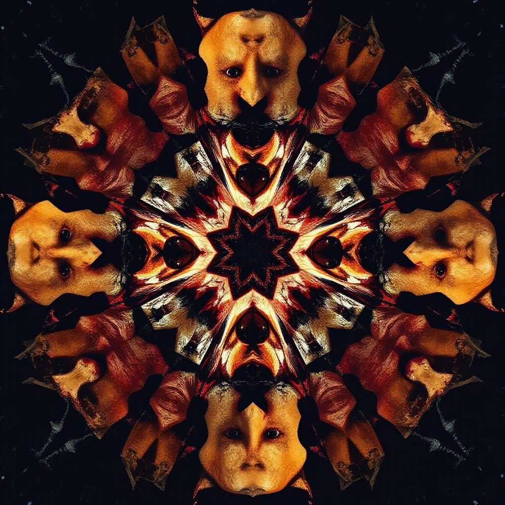 Glitched Kaleidoscope of Mirrored Antihero Portraits