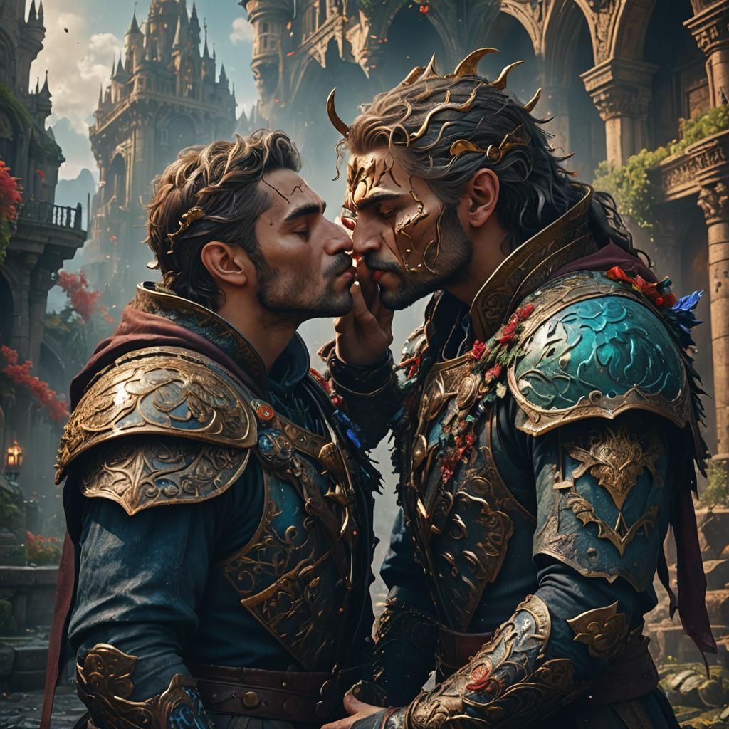 Passionate Kiss: Detailed Fantasy Concept Art