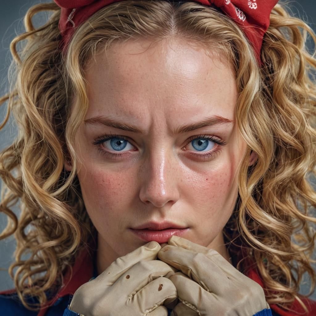 Hyperrealistic Portrait of Exhausted Young Woman