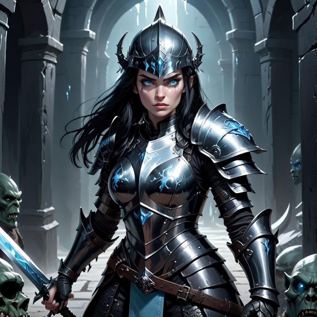 Bored Woman Warrior in Dungeon Combat