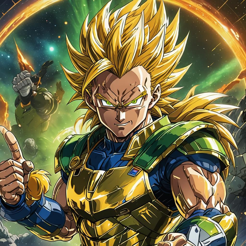 Dynamic Anime Super Saiyan with Golden Aura