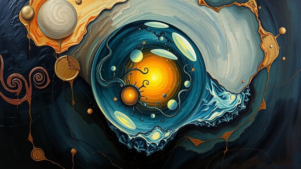 Eerie Crystal Ball in Surrealist Automatism Style