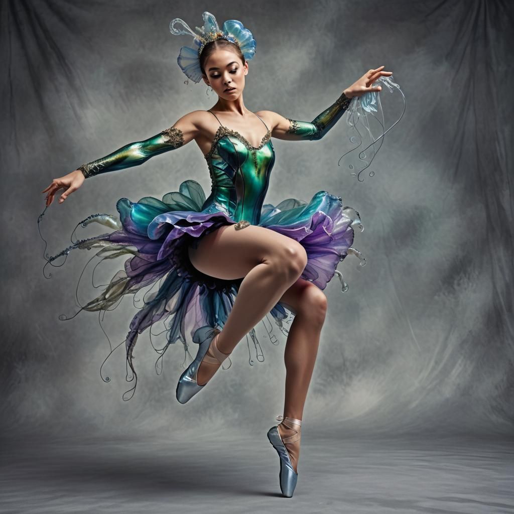 Ballerina in Jellyfish Costume: Hyperrealistic Dance