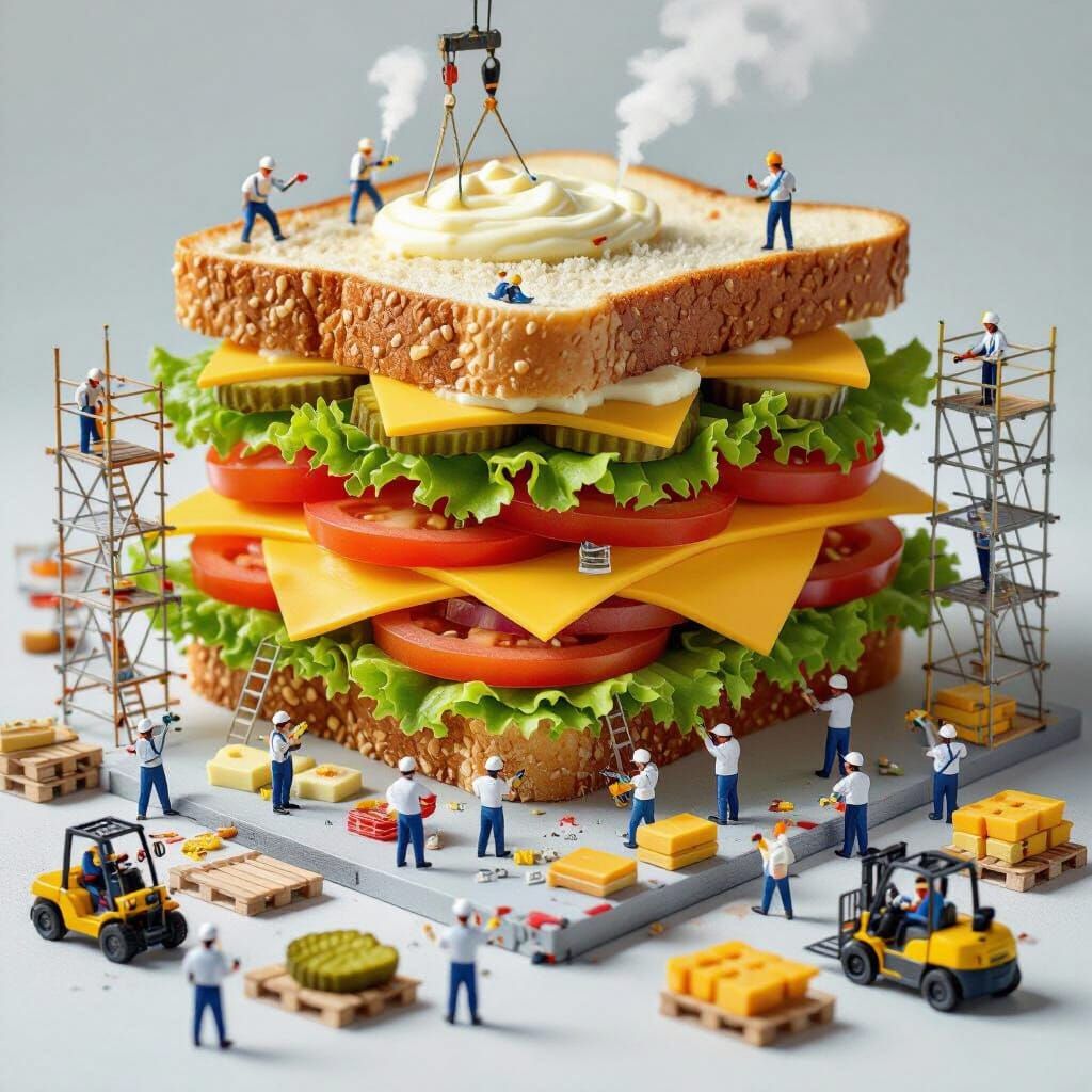 Miniature Workers Build a Giant Sandwich