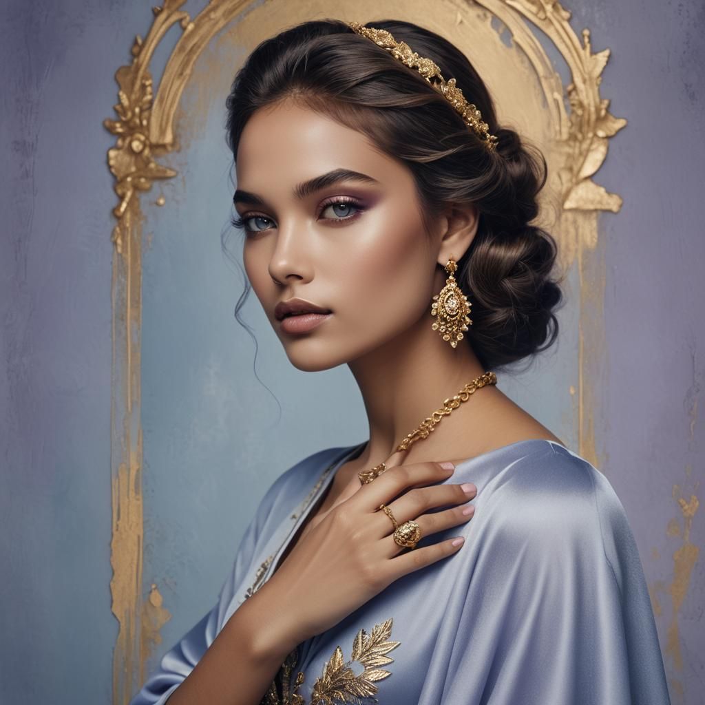 Elegant Woman Portrait with Gold Accents