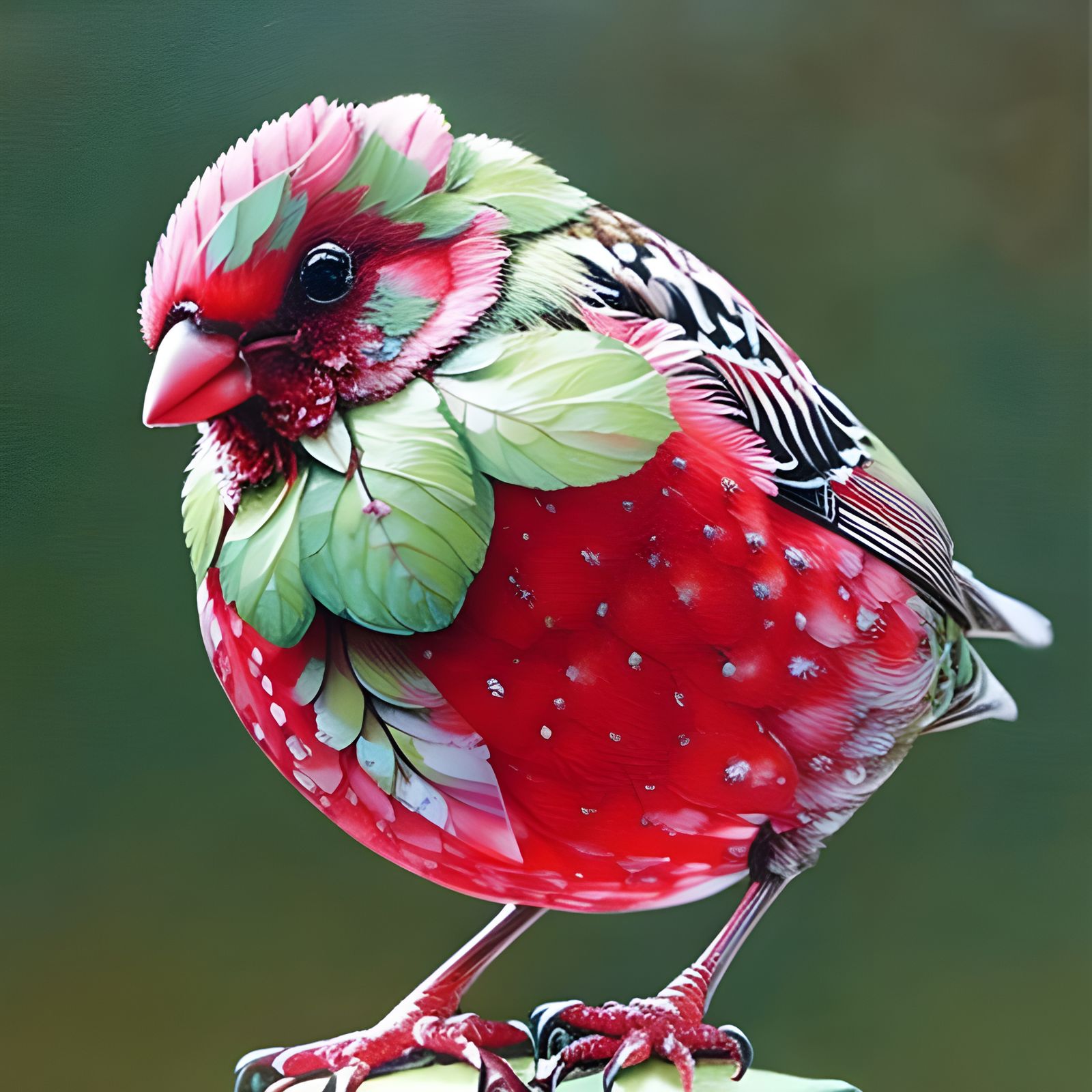 Strawberry Sparrow in Hyperrealistic Concept Art Style