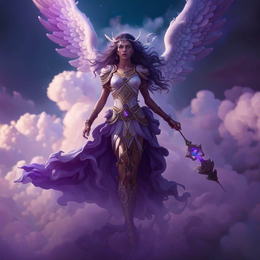 Lush Angelic Goddess with Crystal Staff