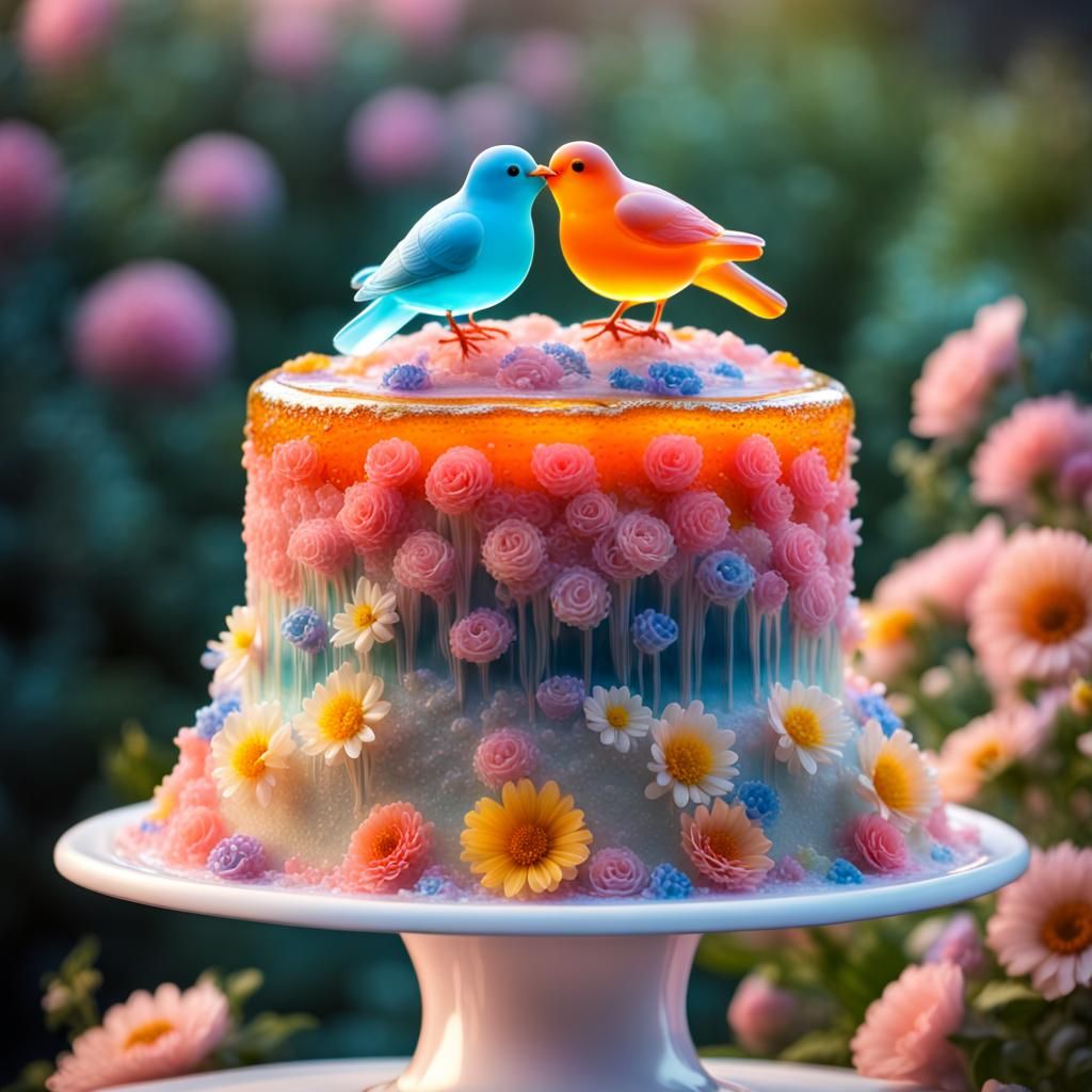 Dreamy Gelatin Wedding Cake with Jelly Flowers