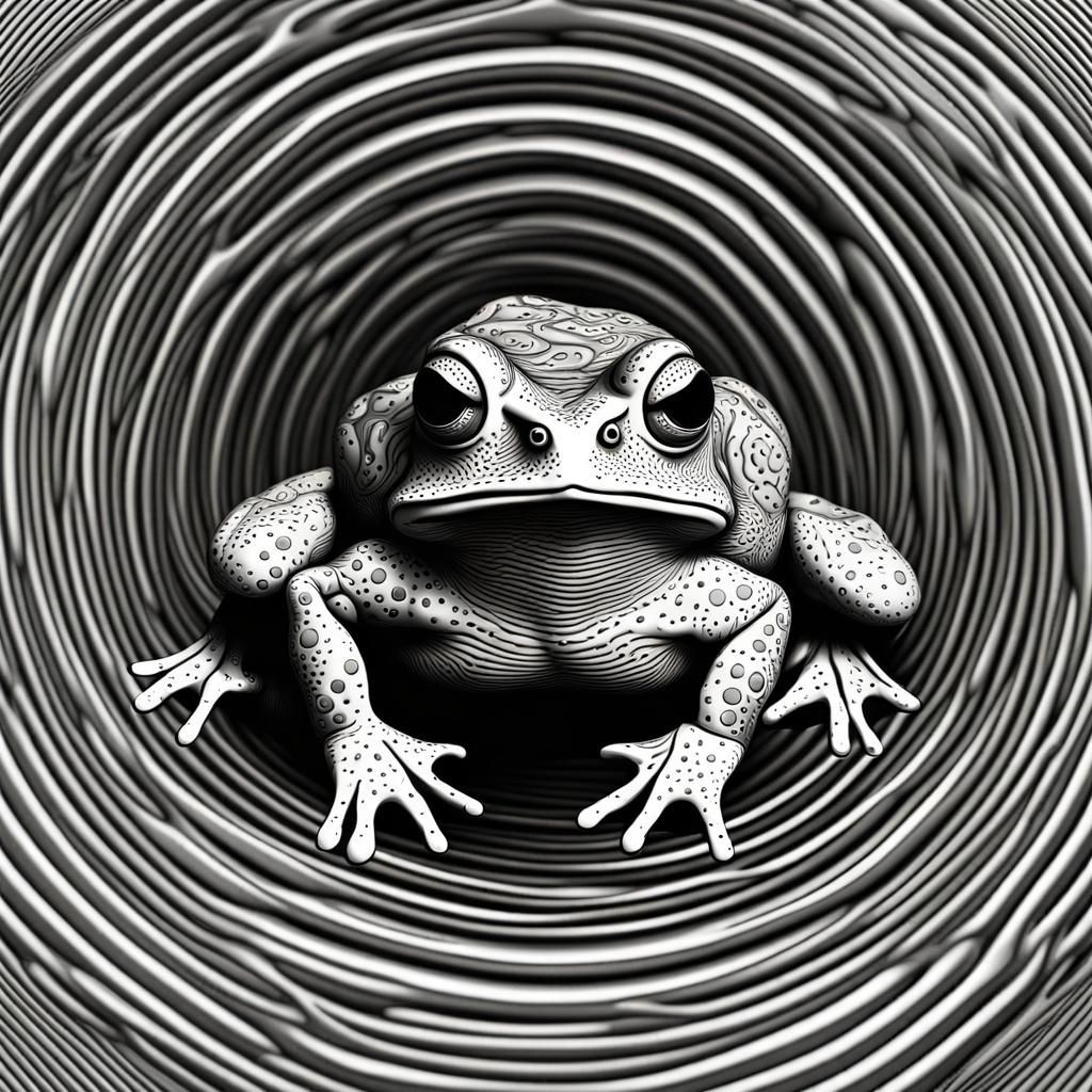 Hypnotic Fractal Toad Frog in Zentangle Style