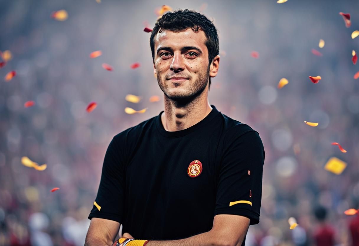 Galatasaray Fan Enthusiastically Watches Team in Vibrant Sta...