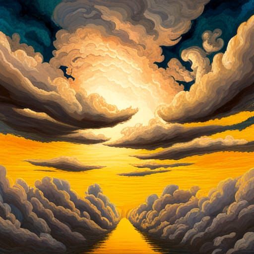 Altocumulus Clouds in Art Deco Film Noir