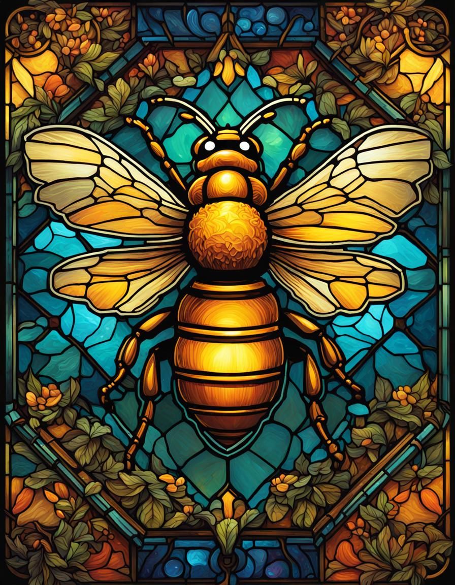 Stained Glass Bee Tarot Card Art