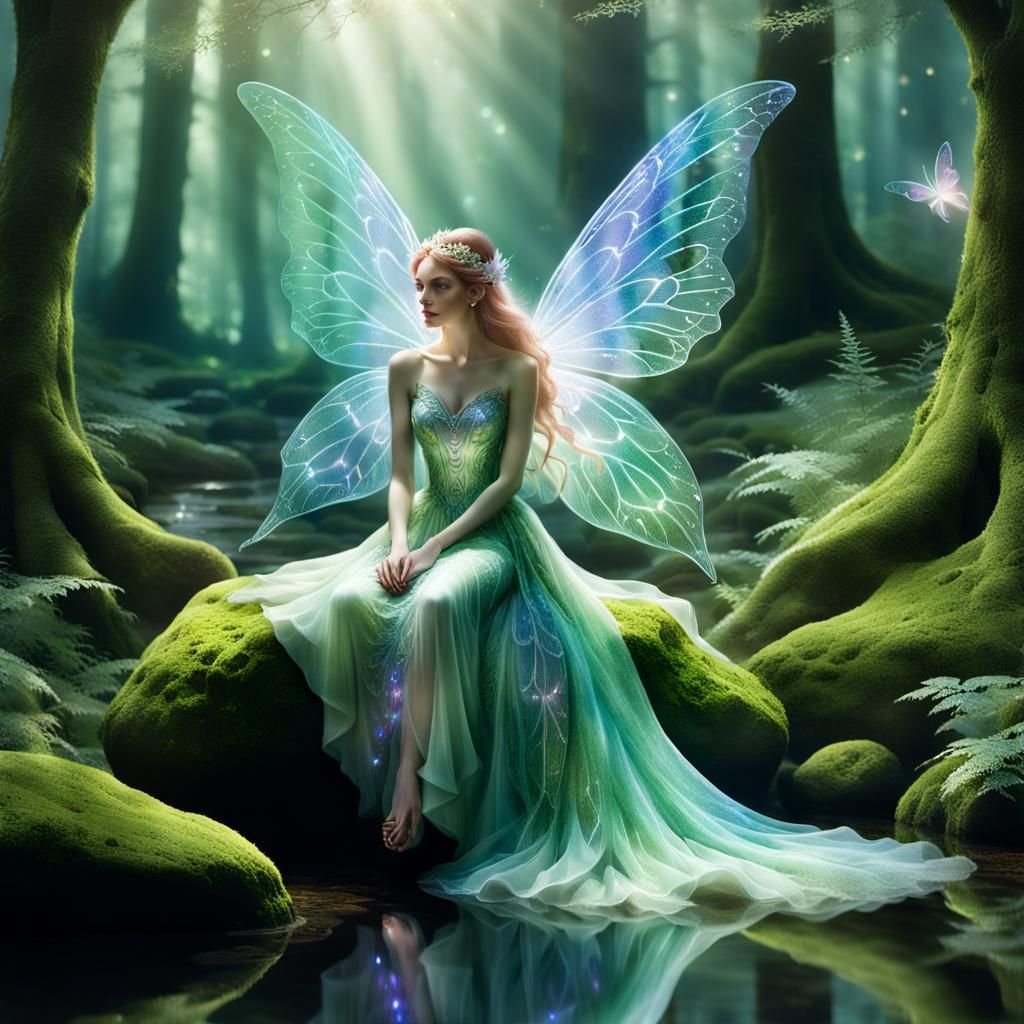 Ethereal Fairy in Forest Landscape