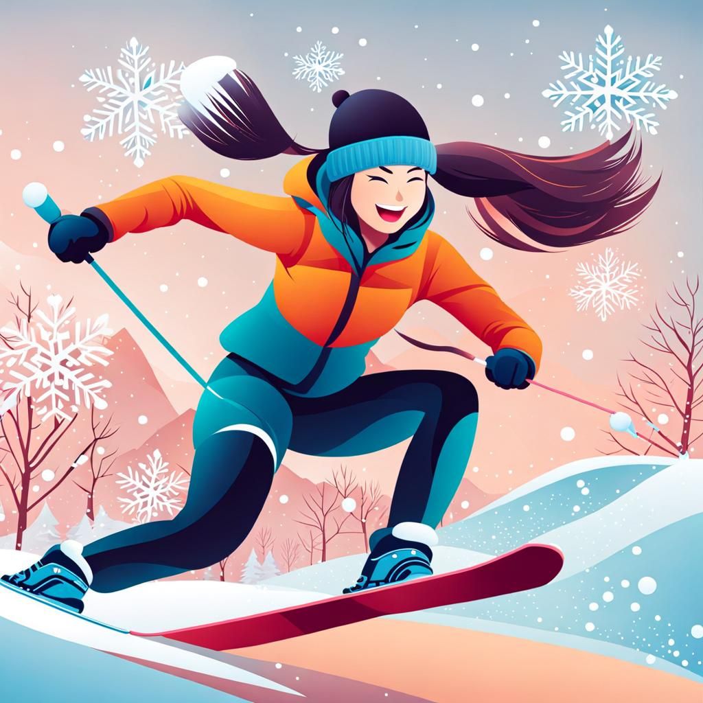 Energetic Winter Sport in Digital Watercolor