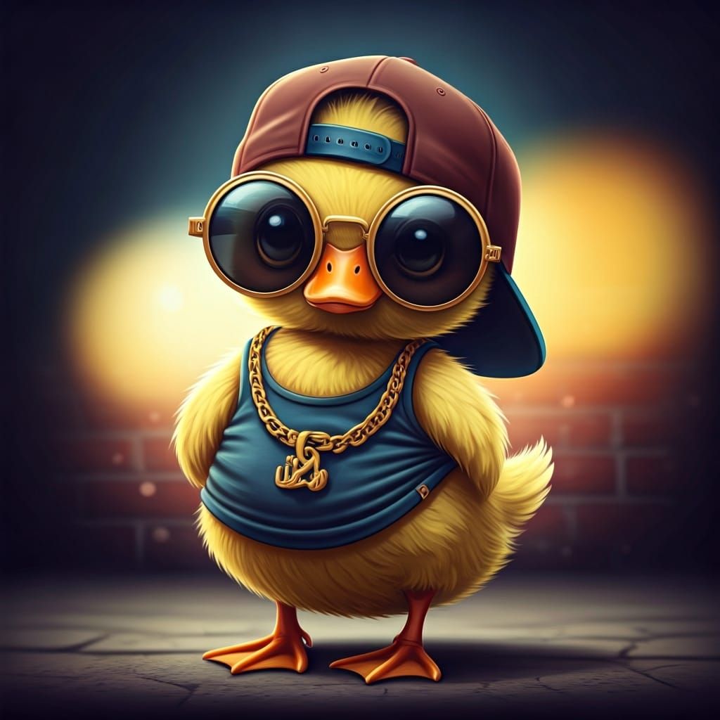 Hip-Hop Duckling Breakdancing in Graffiti Alley