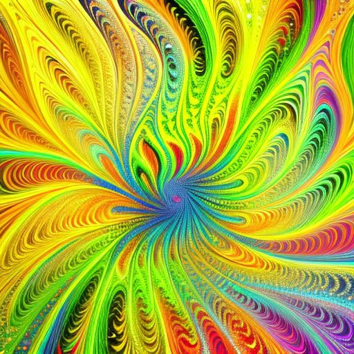 Psychedelic Leaves in Vivid Oil Painting