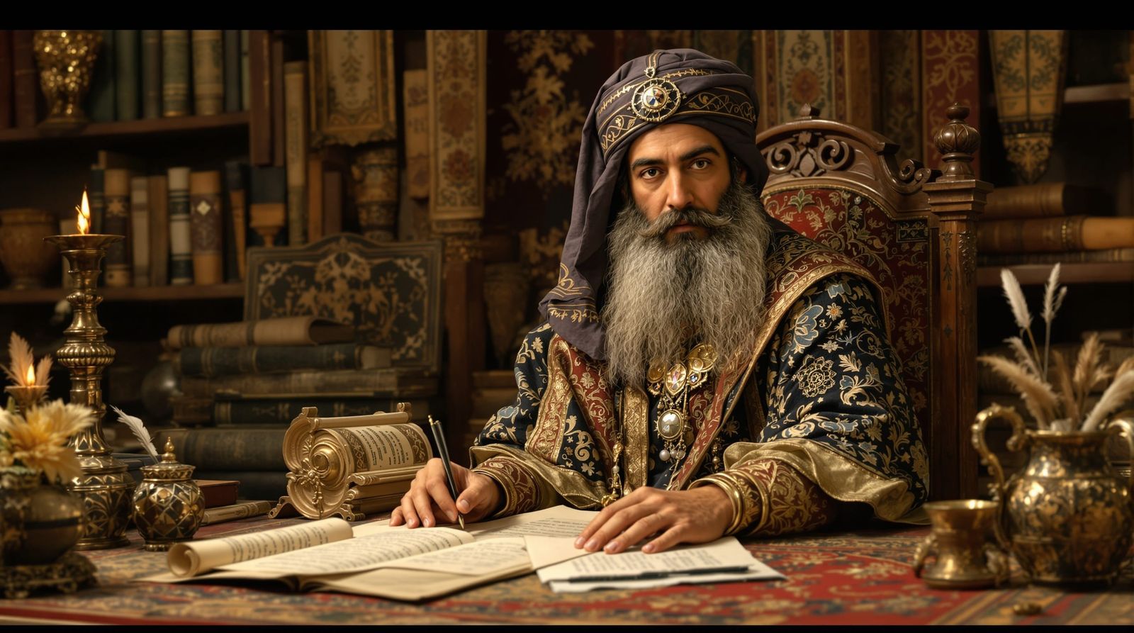 Omar Khayyam Portrait in Persian Style