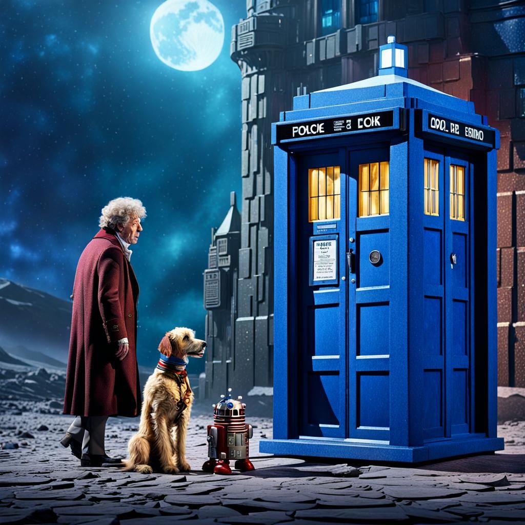 Dr Who, Tom Baker and K9, Matte Painting