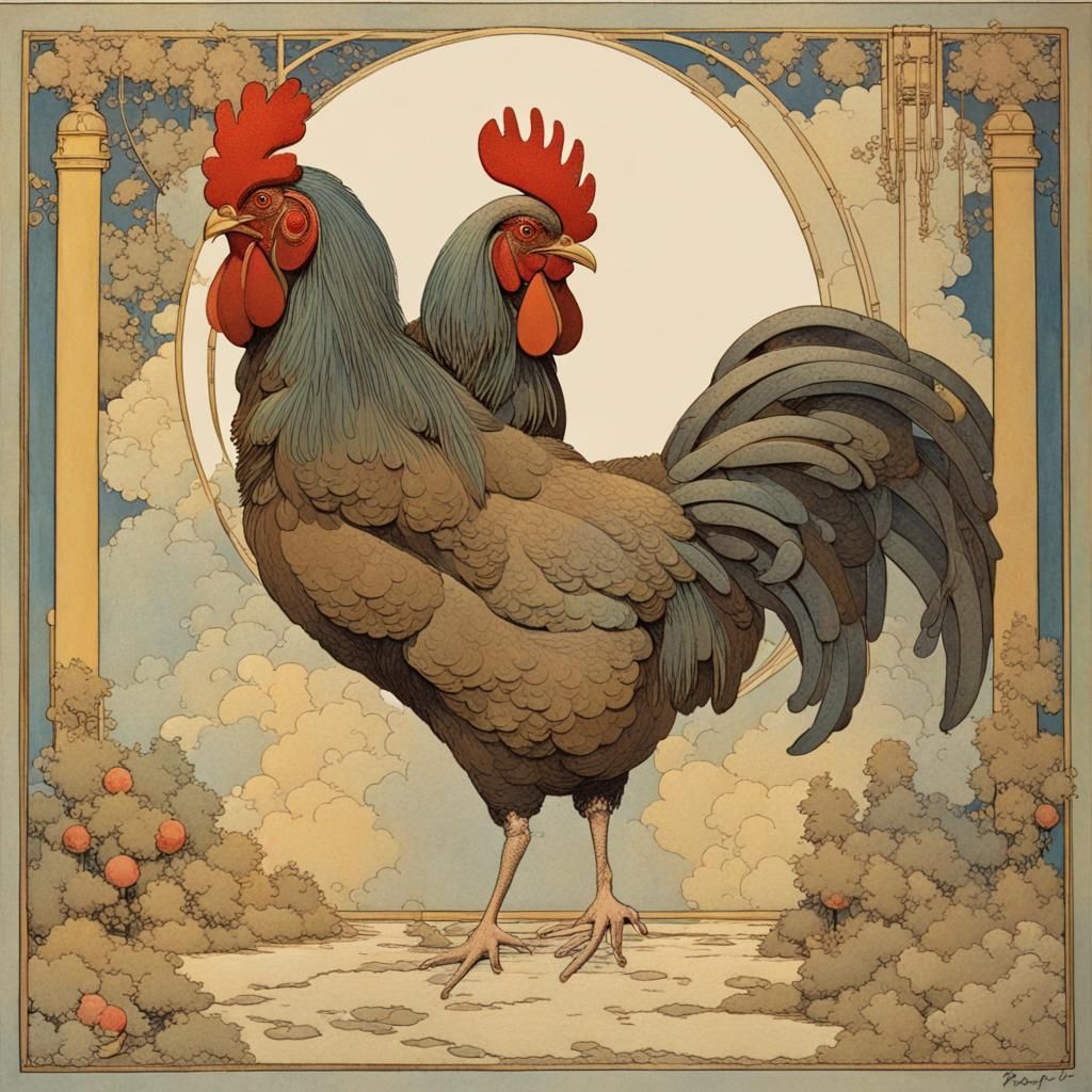 Year of the Rooster in Vintage Illustration Style