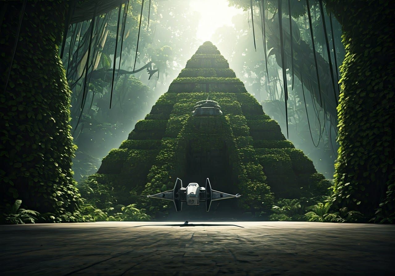 Rebel Spaceships Emerge from Ancient Yavin 4 Pyramid