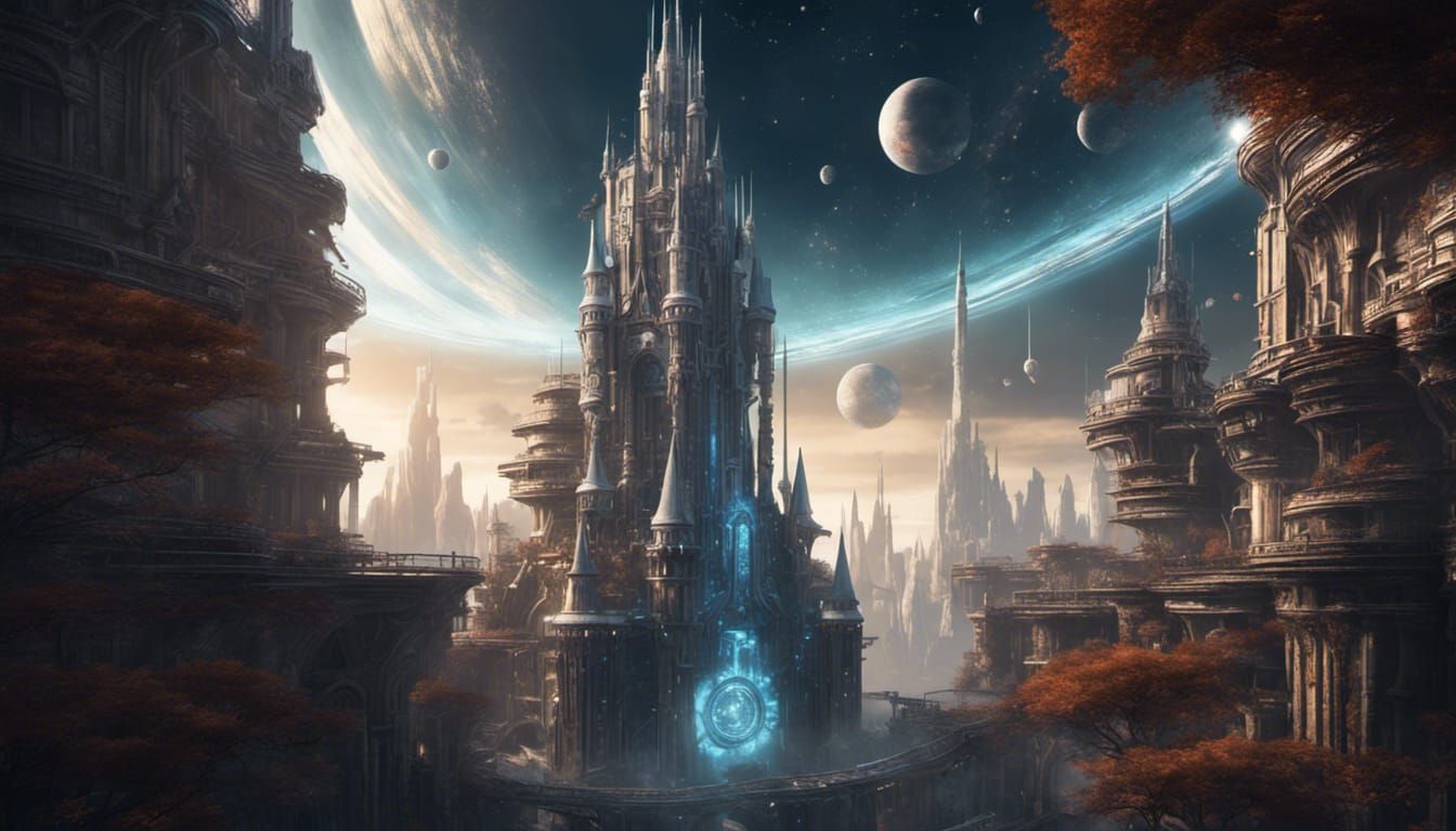 Sci-Fi Space Castle: Detailed Matte Painting