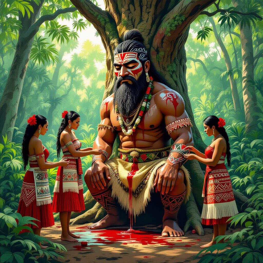 Maori Wahine Heal Tane Mahuta in Lush Forest