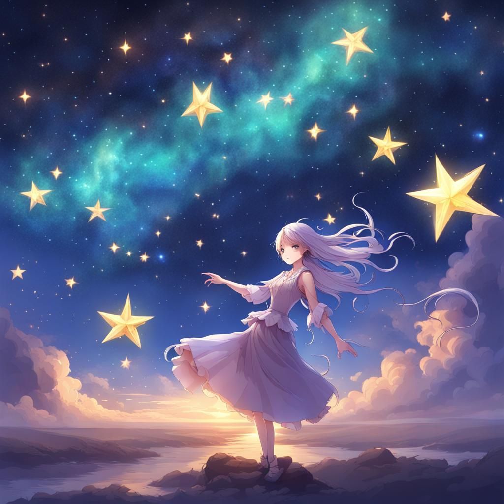 Magical Night Sky with Dancing Eldritch Stars